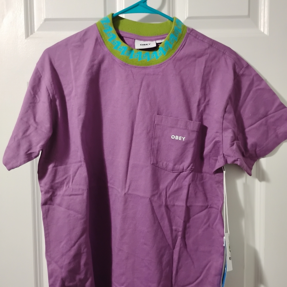 Obey Lavender Tee with Green Accents